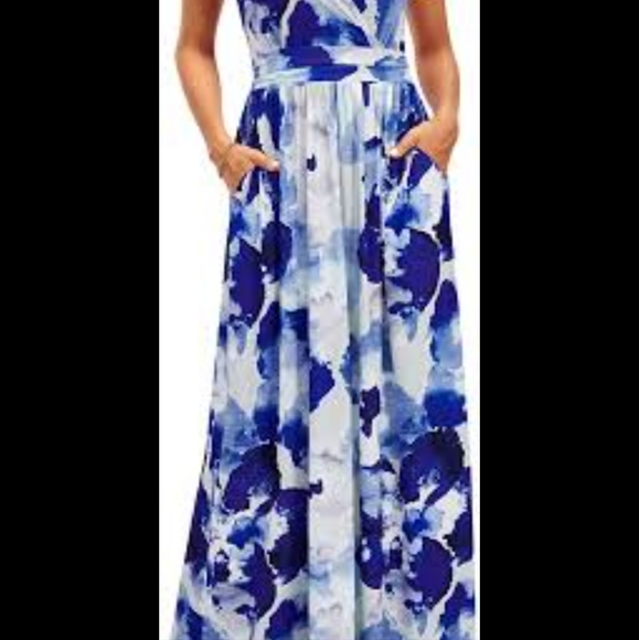 Stylish OUGES Women's V-Neck Pattern Pocket Mid Length Dress Size 2XL - Picture 7 of 13